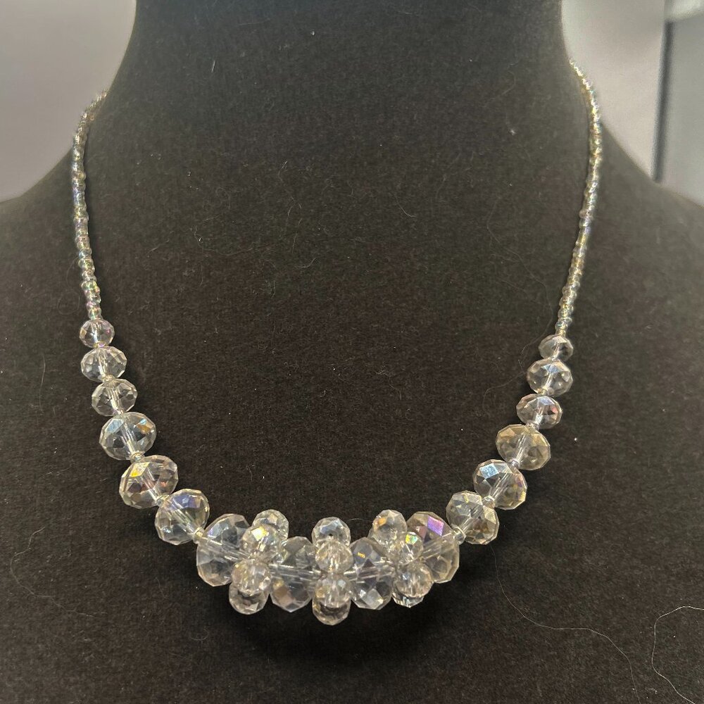 Set of 2. Beaded GLASS NECKLACE with Pearl & Glass Beads Bracelet!